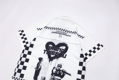 Camisa Manga Corta Cuadros Retro para Hombre - Image 11