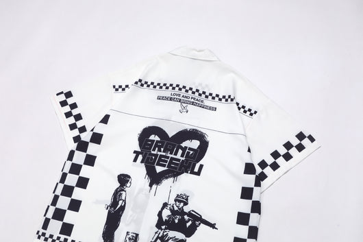 Camisa Manga Corta Cuadros Retro para Hombre - Image 11