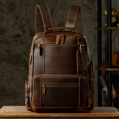Mochila de Cuero Artesanal Estilo Británico Retro para Hombre - Image 8