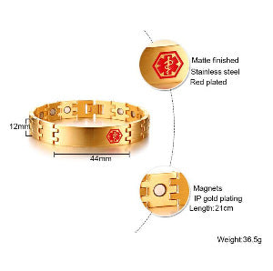 Pulsera Magnética de Acero Titanio para Hombre - Diseño Médico Negro - Image 3