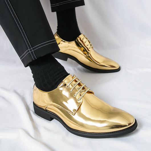 Zapatos de Cuero Brillante con Punta Afilada Estilo Británico para Hombre - Image 3