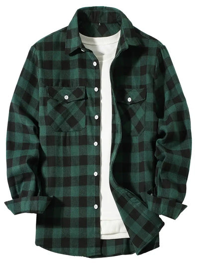 Camisa Cuadriculada Holgada de Polar para Hombre - Image 11