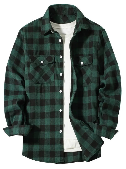 Camisa Cuadriculada Holgada de Polar para Hombre - Image 11