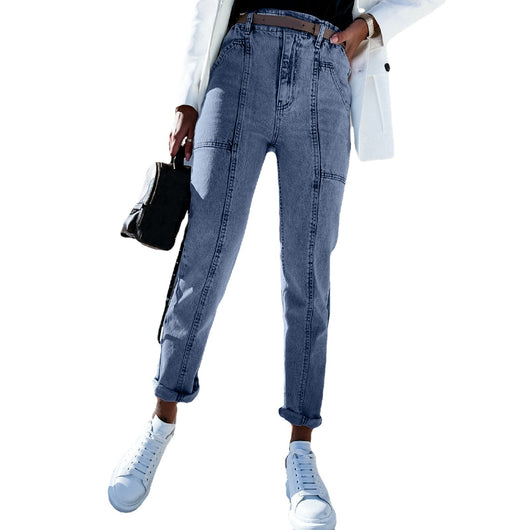 Jeans Azules Talle Alto Mujer Otoño - Corte Slim Cintura Elevada - Image 10
