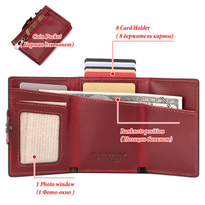Billetera Monedero de Cuero Crazy Horse con Dispensador Automático de Tarjetas - Image 10