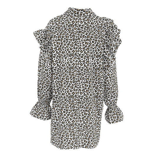 Blusa Leopardo con Volantes Manga Larga para Mujer - Image 14