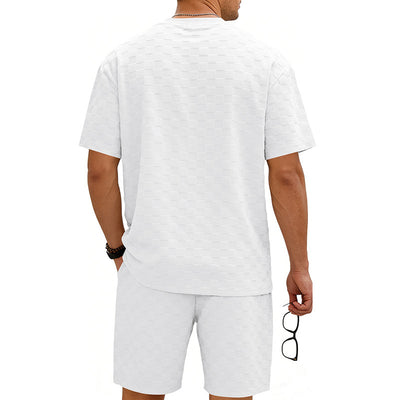 Conjunto de Playera y Shorts Casuales a Cuadros para Hombre - Image 23
