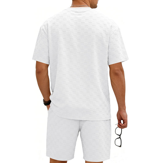 Conjunto de Playera y Shorts Casuales a Cuadros para Hombre - Image 23