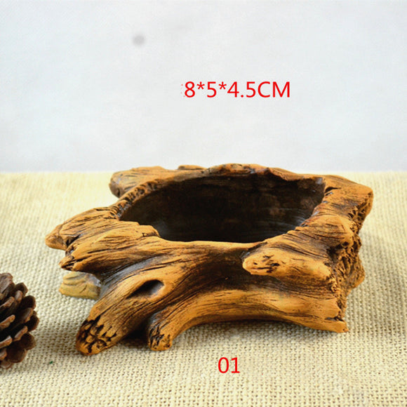 Maceta Decorativa de Madera Retro con Raíces Naturales