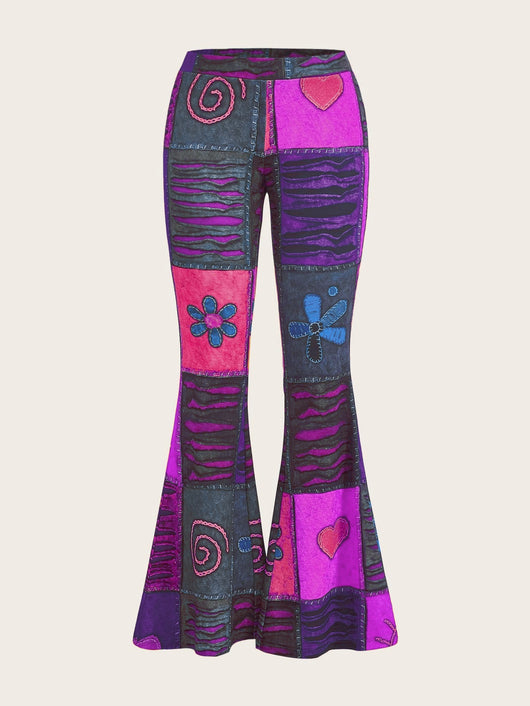Pantalones Bootcut Ajustados con Estampado Abstracto Moderno - Image 12