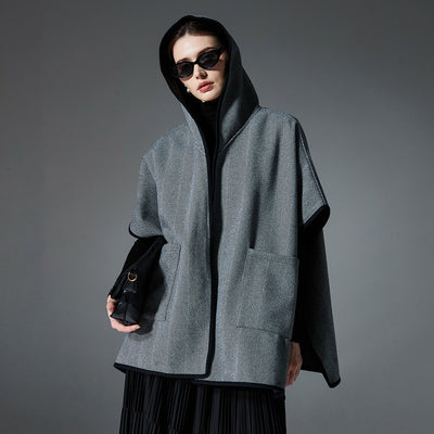Poncho Capa Gris Reversible de Lana Doble Faz - Image 7