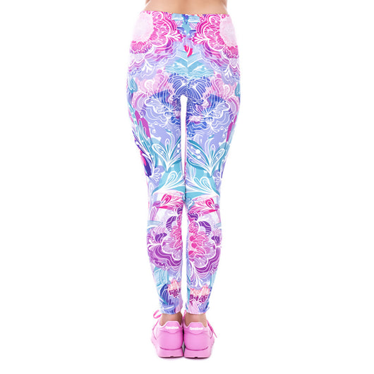 Leggings Deportivos Cintura Alta con Estampado de Flores Púrpura - Image 9