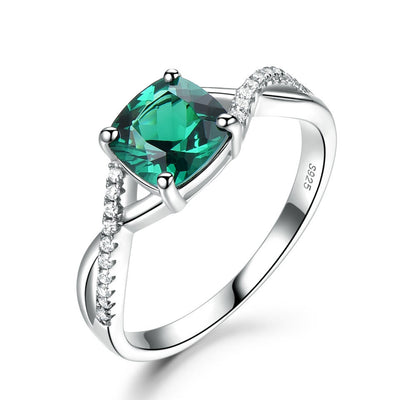 Anillo de Plata Esterlina 925 con Esmeralda para Mujer