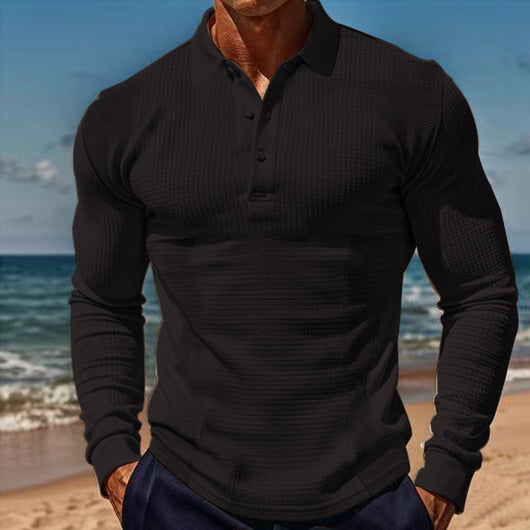 Polo Casual de Manga Larga Slim Fit con Textura Waffle - Image 8