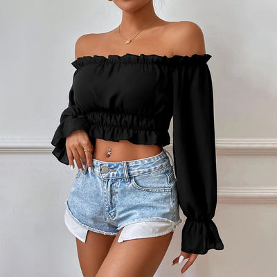 Blusa Casual Elegante con Hombros Descubiertos y Manga Larga - Image 3