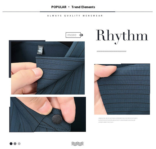 Camisa de Rayas Verticales para Hombre - Primavera y Otoño - Image 21