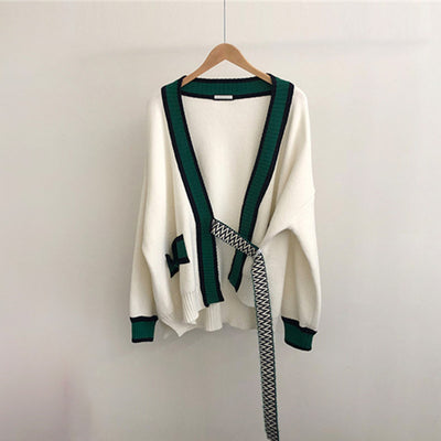 Cardigan Tejido Cuello V Estilo Retro Bosque - Image 9