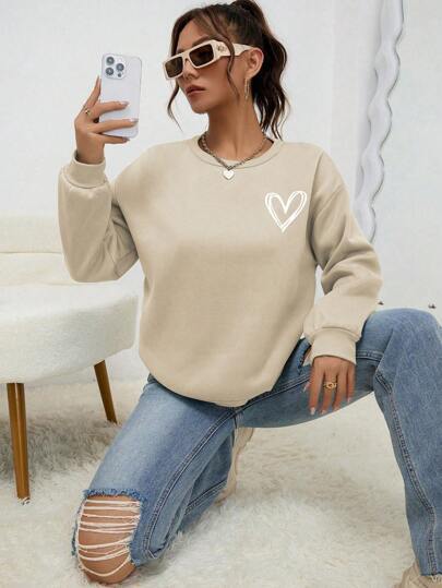 Sudadera Oversize con Estampado de Corazón y Hombros Caídos - Image 6