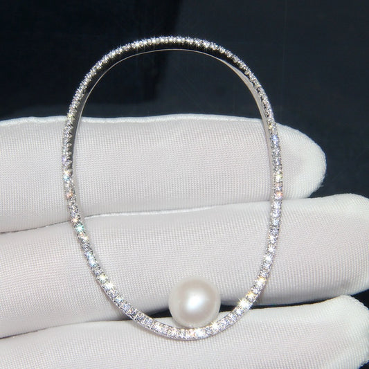 Aretes de Plata Esterlina con Perla y Cristal Diamante