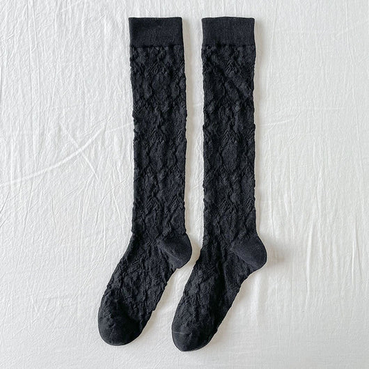 Calcetines Retro Lolita Malla Hueca Rayas Verticales Primavera Verano - Image 4