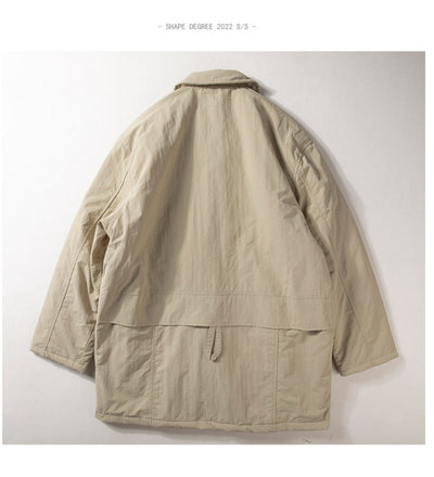 Abrigo Trench Acolchado Térmico Retro Solapa para Hombre - Image 15
