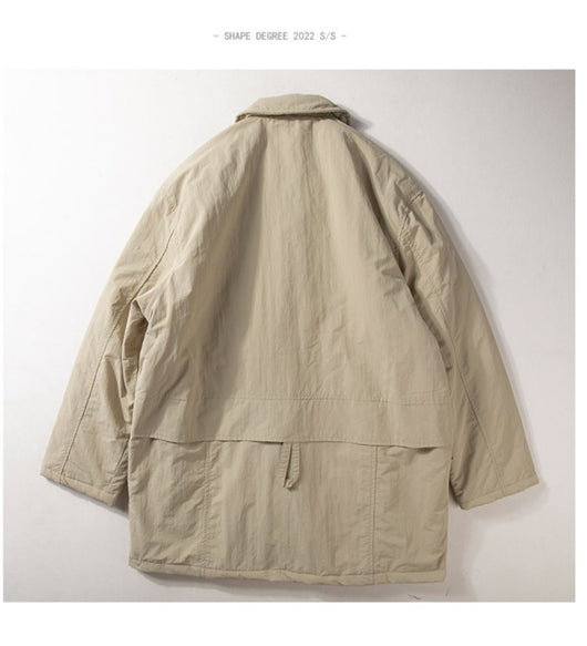 Abrigo Trench Acolchado Térmico Retro Solapa para Hombre - Image 15