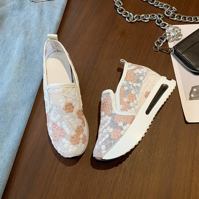 Zapatillas Deportivas Elegantes con Tacón Alto y Malla Encaje para Mujer - Image 3