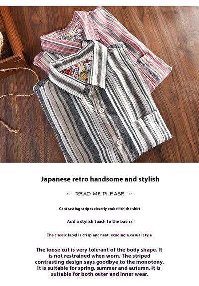 Camisa de Lino a Rayas para Hombre - Perfecta para Primavera y Verano - Image 7