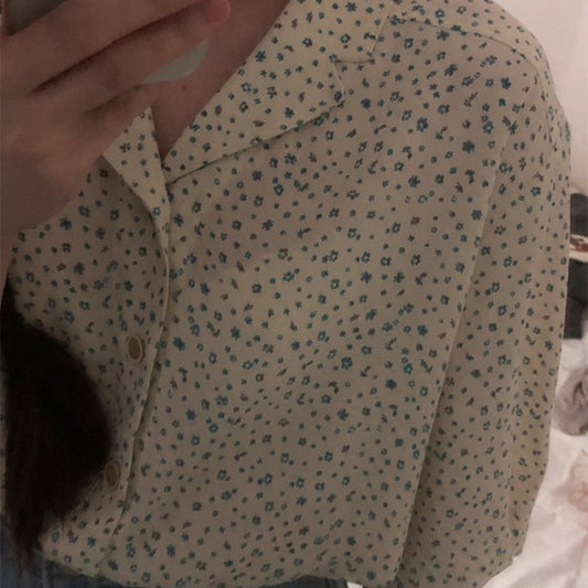 Blusa Floral Retro Elegante de Manga Corta para Mujer - Image 2