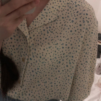 Blusa Floral Retro Elegante de Manga Corta para Mujer - Image 2