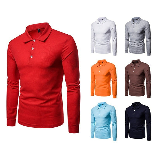 Camisa Casual de Manga Larga Slim Fit con Cuello de Color