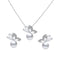 Fashion Simple Full Diamond Butterfly Pearl Earrings Necklace Set Blanco