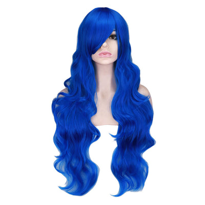 Peluca Cosplay Sirena Anime Rojo Oscuro Cabello Largo Ondulado - Image 9