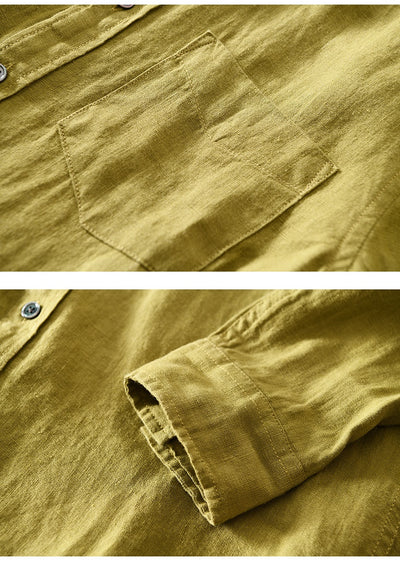 Camisa Casual de Manga Larga en Algodón y Lino para Hombre - Image 17