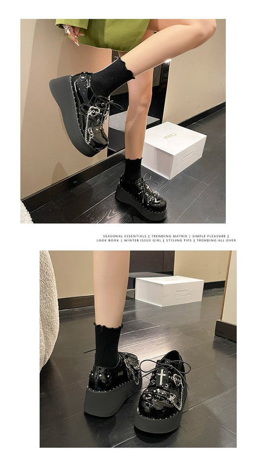 Zapatos Plataforma Punk Lolita en Cuero Negro - Image 24
