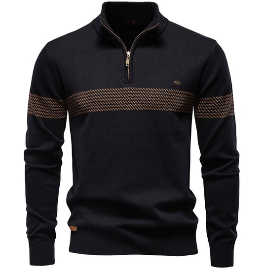 Suéter Casual con Cuello Tipo Polo y Cierre de Cremallera