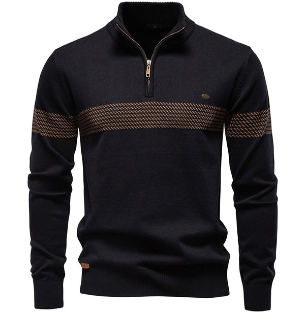 Suéter Casual con Cuello Tipo Polo y Cierre de Cremallera