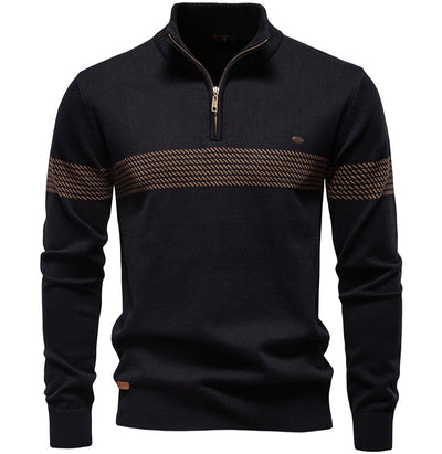 Suéter Casual con Cuello Tipo Polo y Cierre de Cremallera