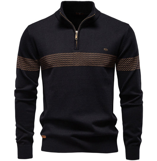 Suéter Casual con Cuello Tipo Polo y Cierre de Cremallera