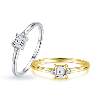 Anillo de Plata Esterlina con Circonita Cuadrada y Detalles Dulces - Image 5