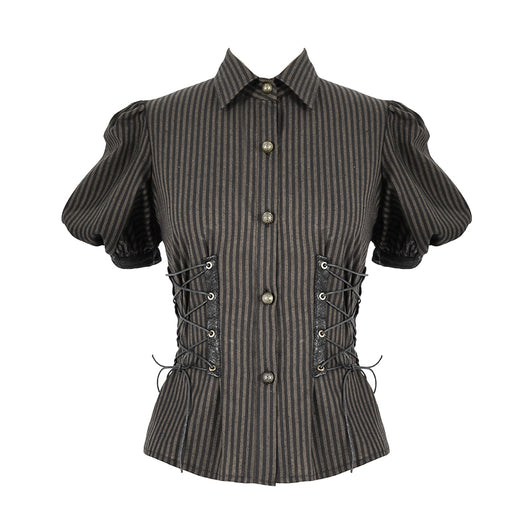 Camisa Rayada con Mangas Abullonadas - Ajuste Slim - Image 6