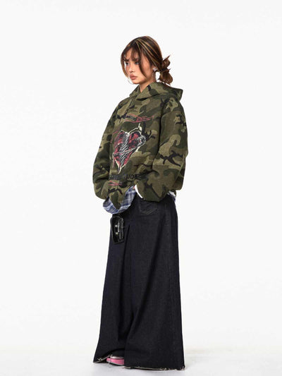 Sudadera Retro Camuflaje Amor - Hoodie Oversize Casual - Image 3