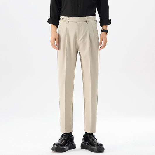 Pantalones Casuales Rectos con Botón en la Cintura Estilo Coreano para Hombre - Image 8