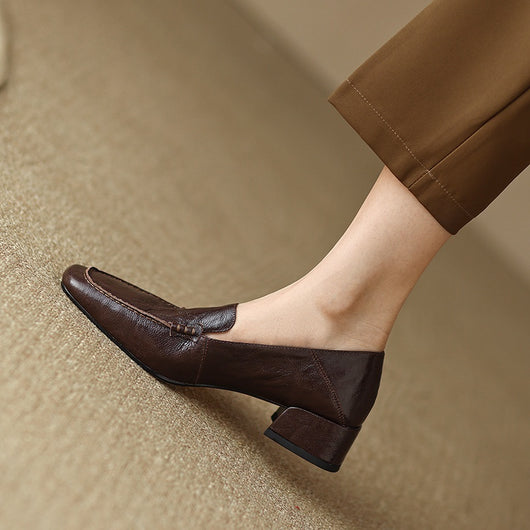 Mocasines Mujer Tacón Robusto Punta Cuadrada Elegantes - Image 22