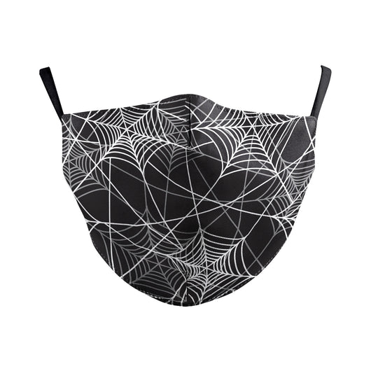 Beige double-layer dust mask with ear hooks, featuring a digital print of a wide, creepy smile with white teeth and red gums. - Image 6
