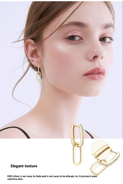 Aretes de Plata S925 Moissanita Doble Aro Diseño Luxury Nicho con Borla - Image 11