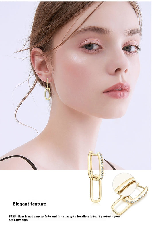 Aretes de Plata S925 Moissanita Doble Aro Diseño Luxury Nicho con Borla - Image 11