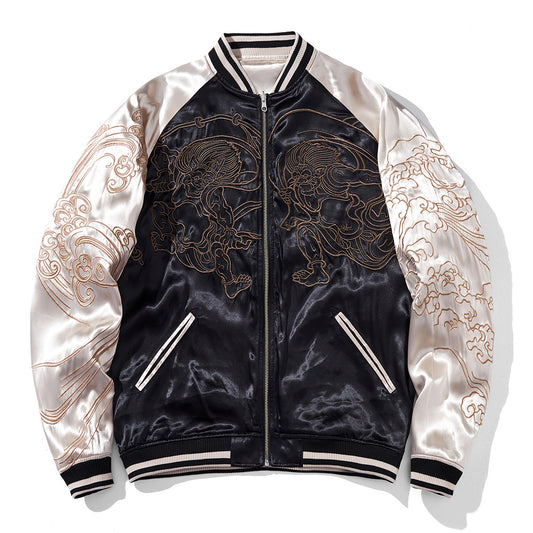 Chaqueta Beisbolera Reversible con Bordados - Estilo Casual Resistente