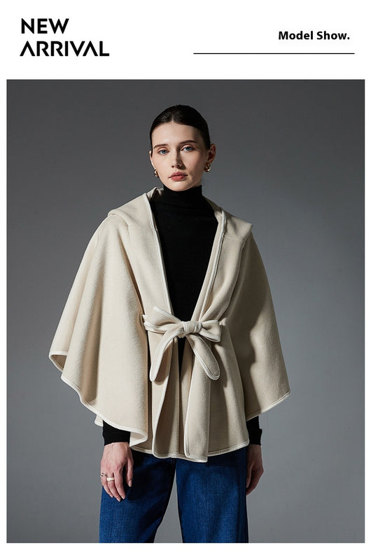 Poncho Capa Hoodie Reversible de Lana Premium Doble Faz - Image 12