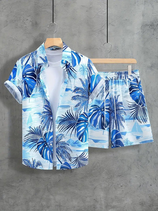 Traje Hawaiano Hombre 3D Estampado Manga Corta - Image 32